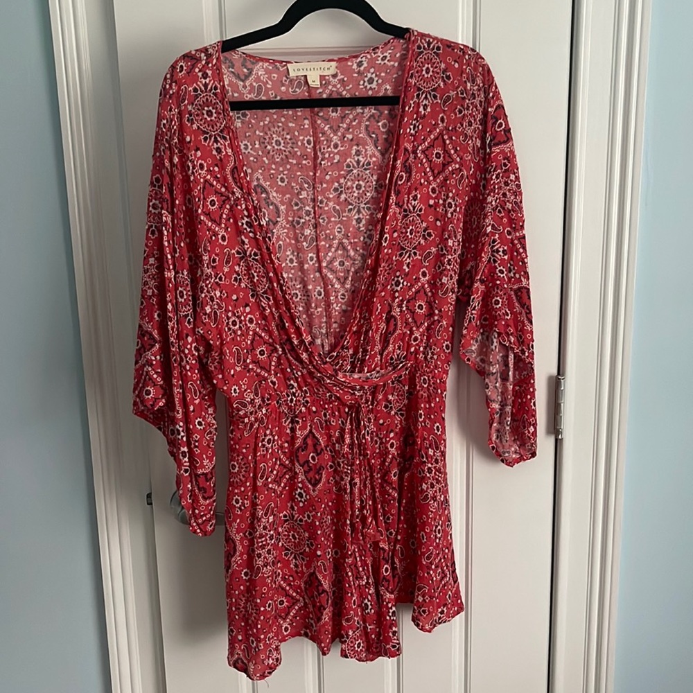Love stitch romper with 3/4 sleeves